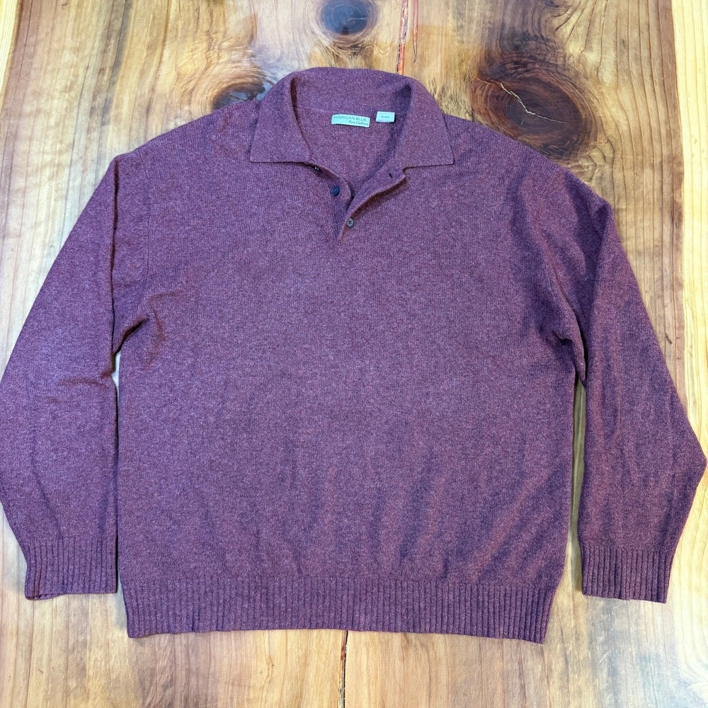 American Blue Men's Sweater XL Pullover Collared Knit Cashmere Pure Polo XX20